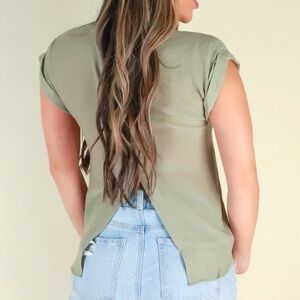 Button Down Slit Back Top